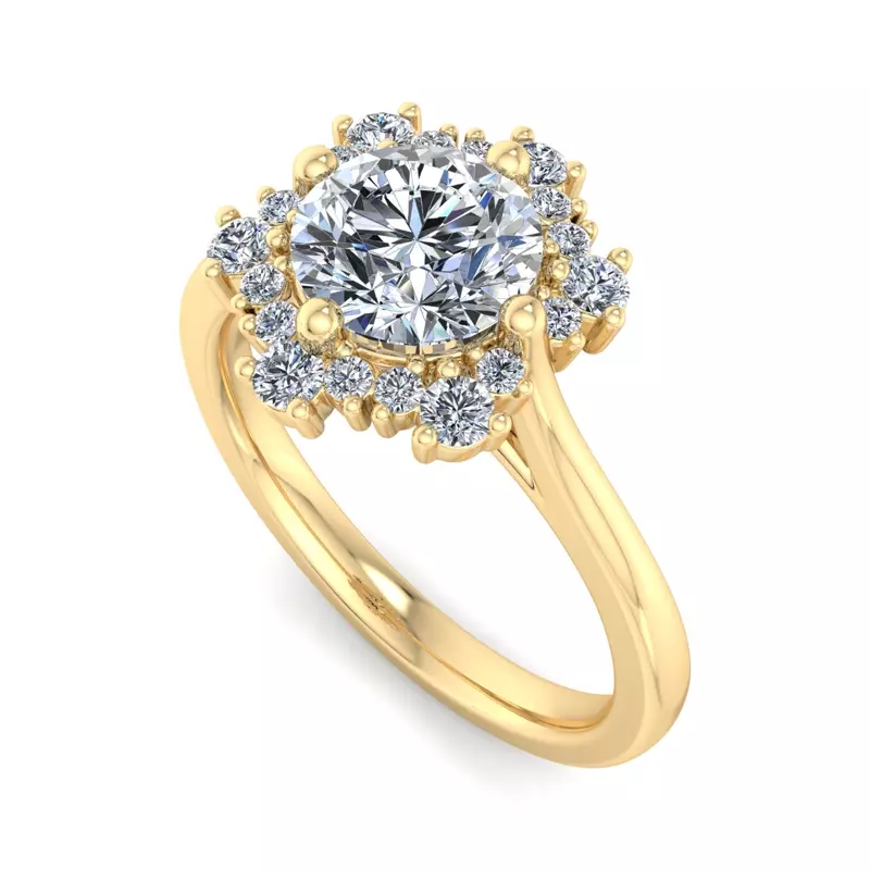 14K Yellow Gold Stella Snowflake Halo Engagement Ring