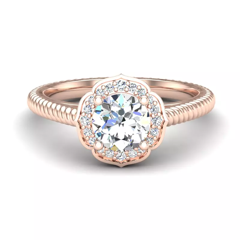 14K Rose Gold Alexis Halo Engagement Ring