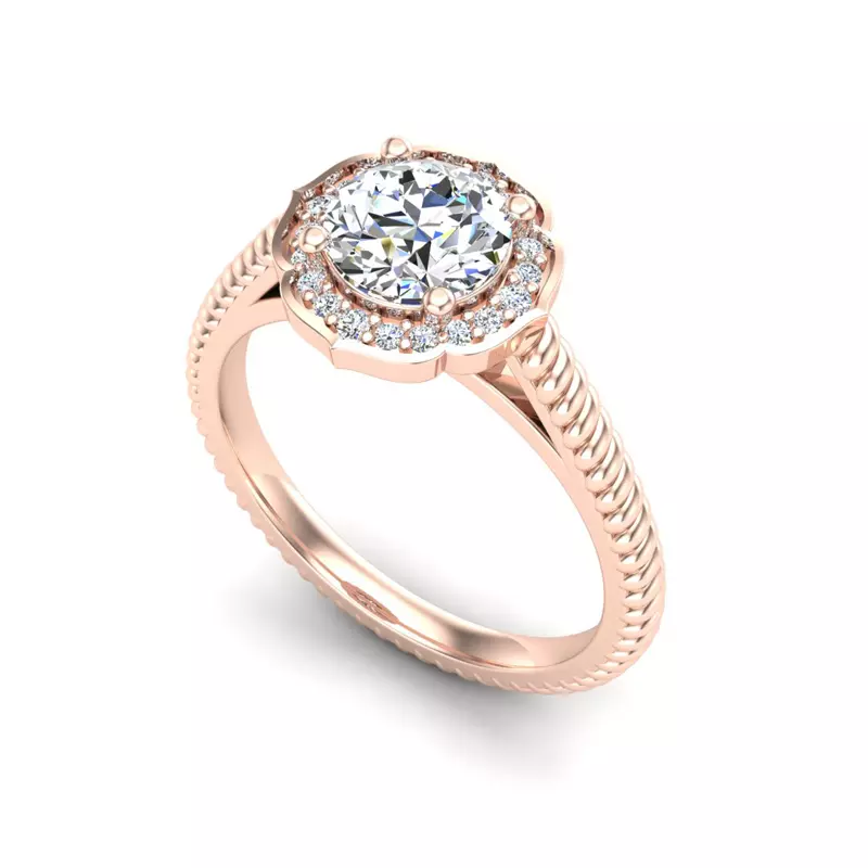 14K Rose Gold Alexis Halo Engagement Ring