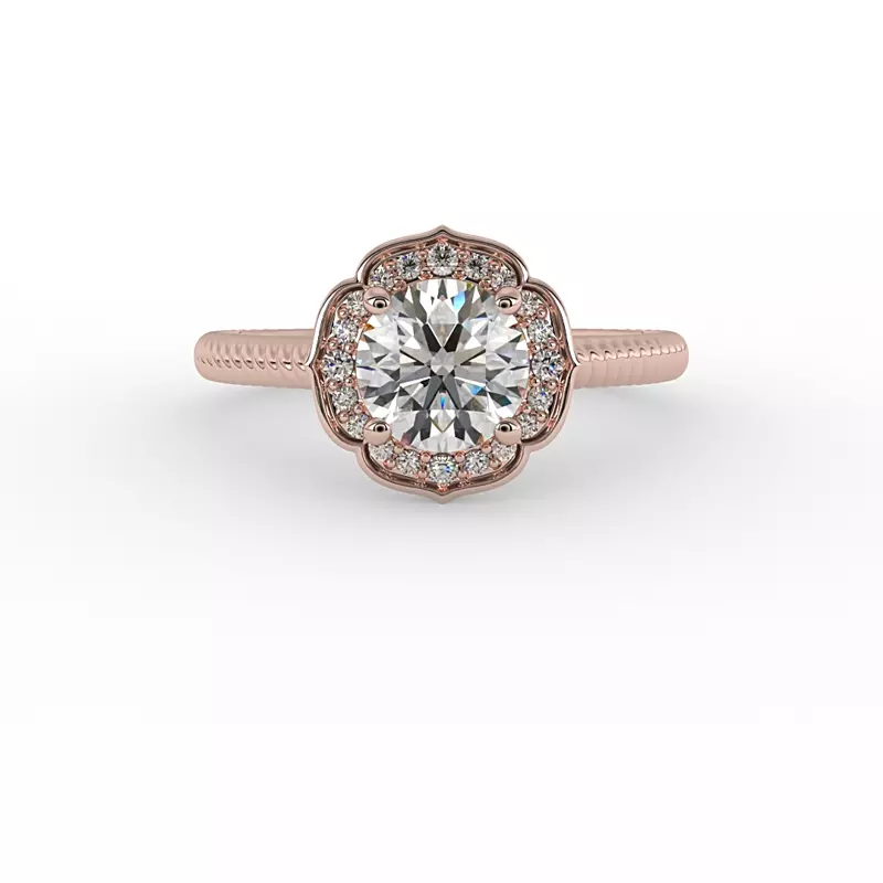 14K Rose Gold Alexis Halo Engagement Ring