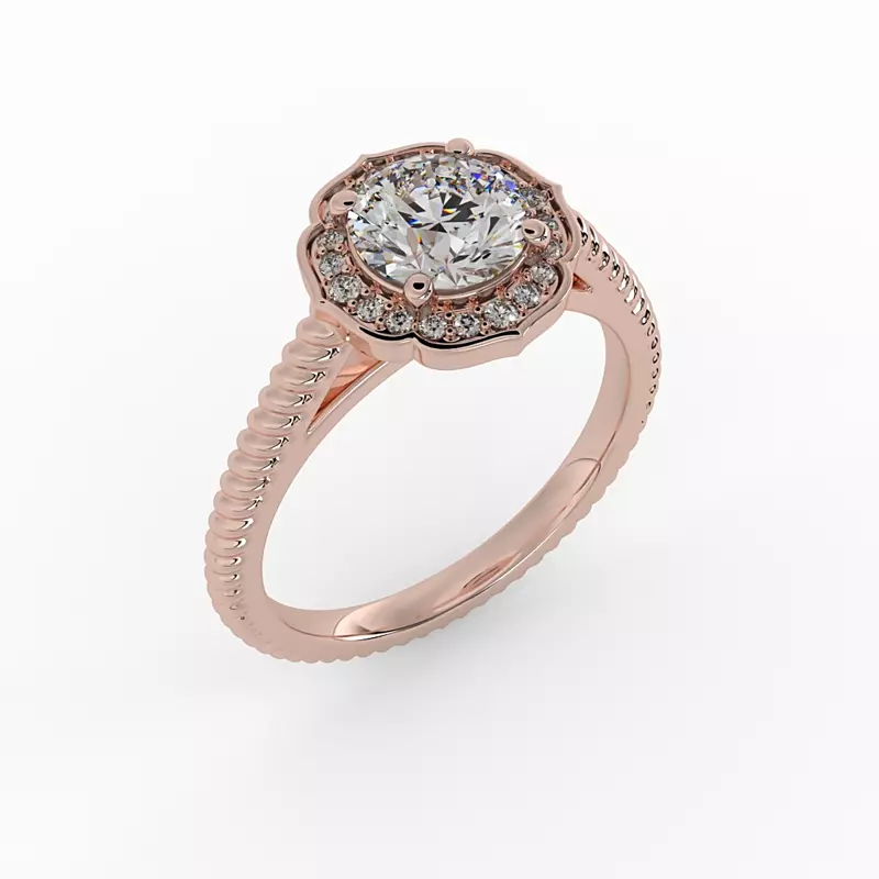 14K Rose Gold Alexis Halo Engagement Ring