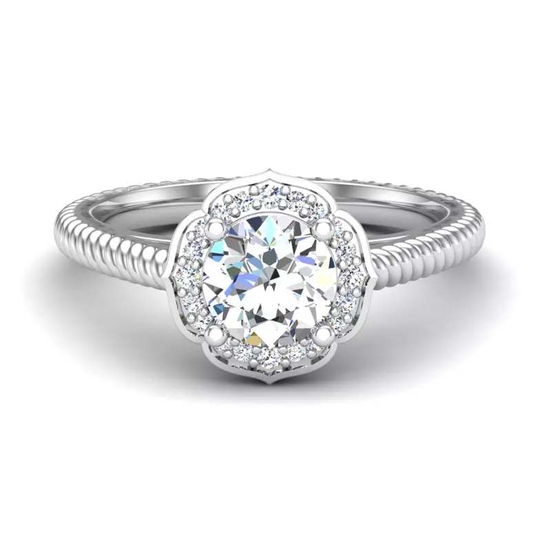 14K White Gold Alexis Halo Engagement Ring