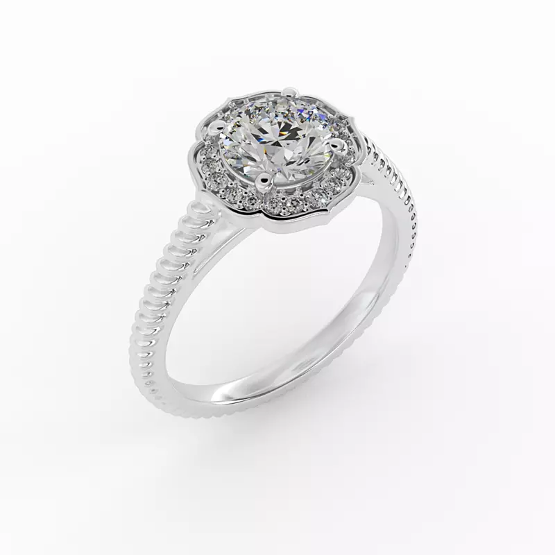 14K White Gold Alexis Halo Engagement Ring