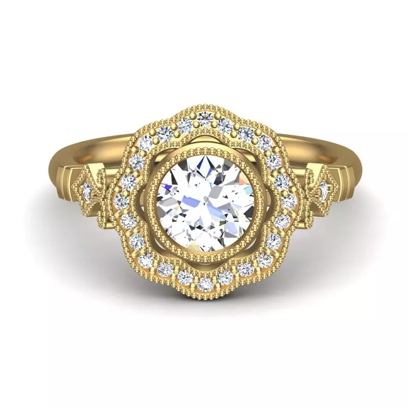 18K Yellow Gold Haven Halo Engagement Ring