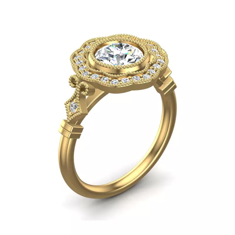 18K Yellow Gold Haven Halo Engagement Ring