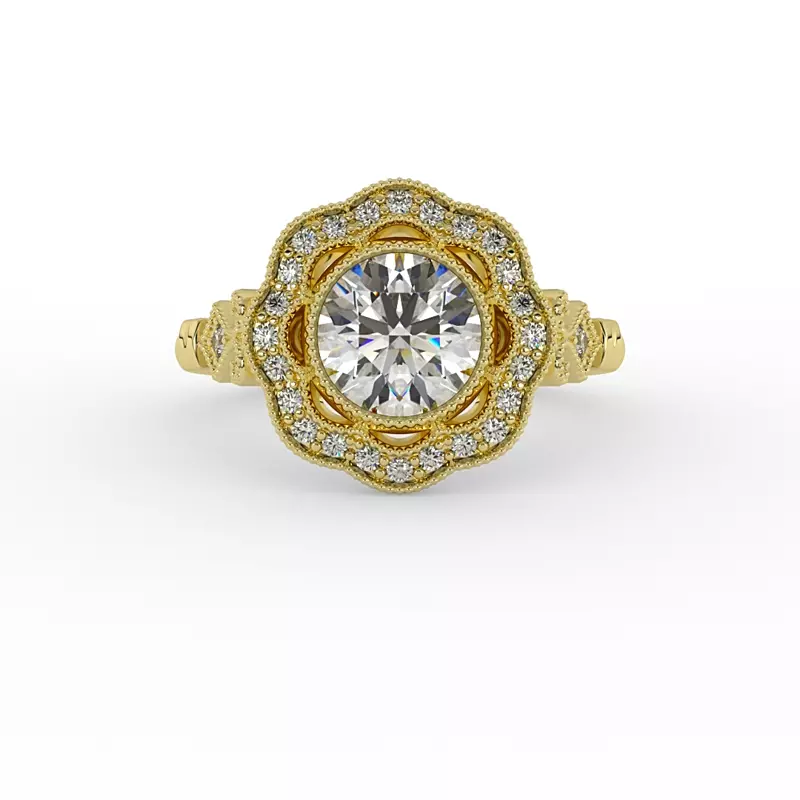 18K Yellow Gold Haven Halo Engagement Ring