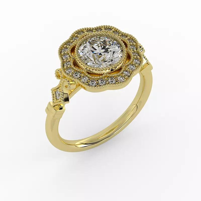 18K Yellow Gold Haven Halo Engagement Ring