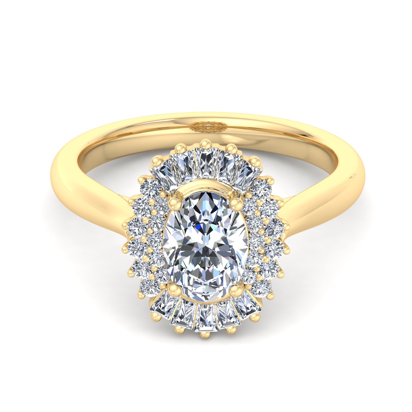 18K Yellow Gold Aniyah Ballerina Style Halo Engagement Ring