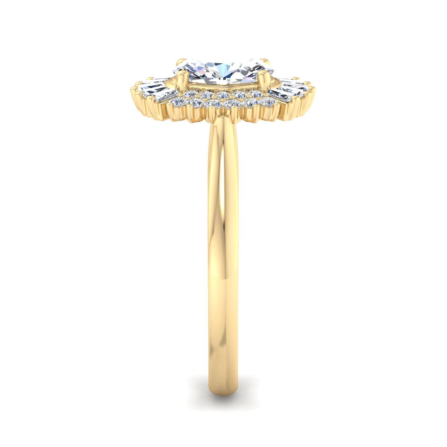18K Yellow Gold Aniyah Ballerina Style Halo Engagement Ring