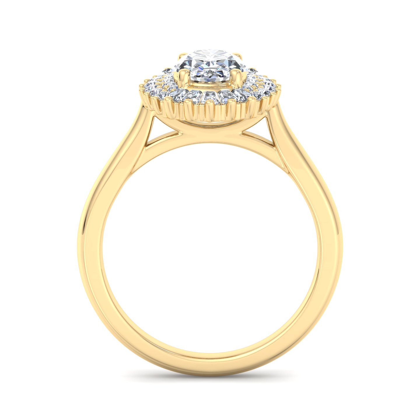 18K Yellow Gold Aniyah Ballerina Style Halo Engagement Ring
