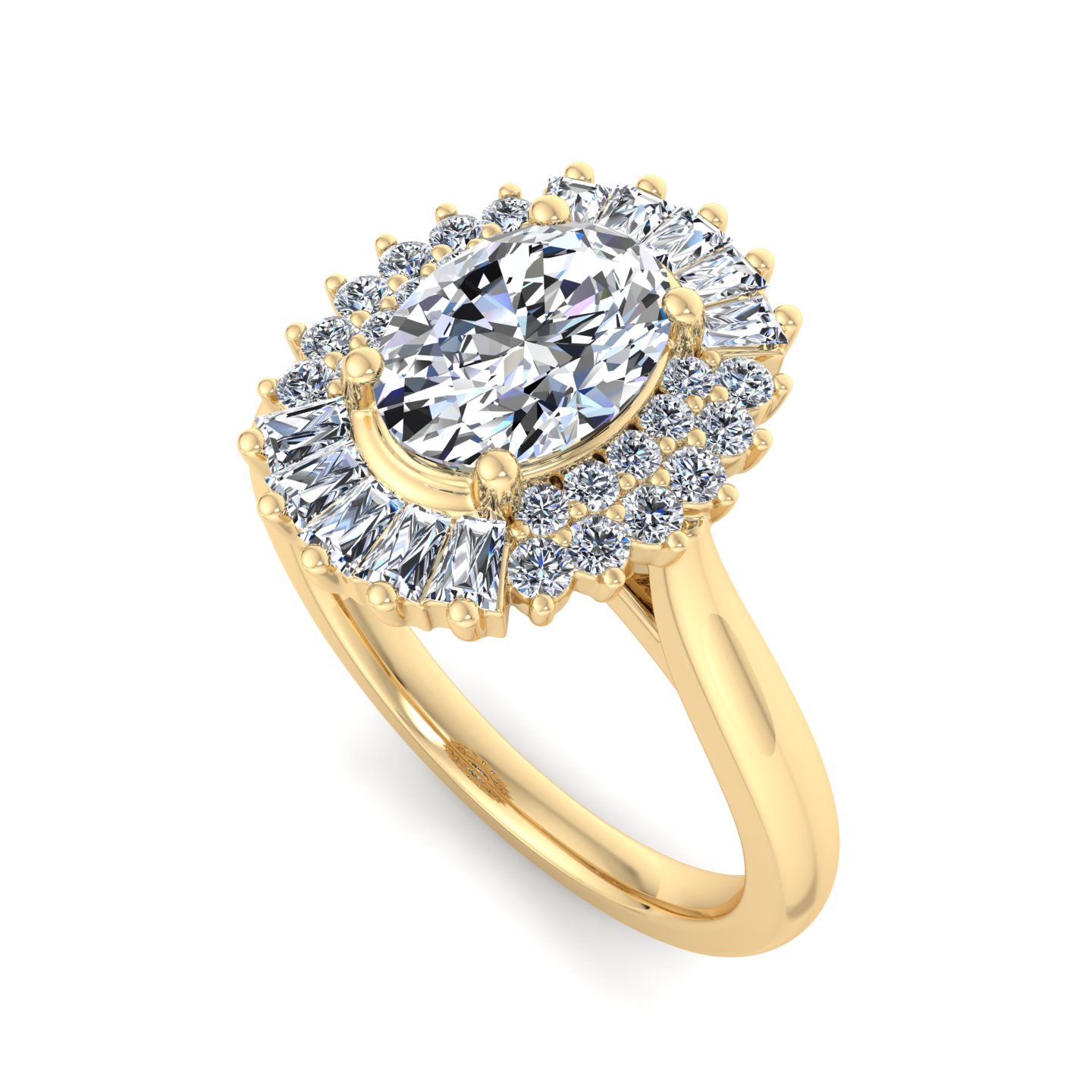 18K Yellow Gold Aniyah Ballerina Style Halo Engagement Ring