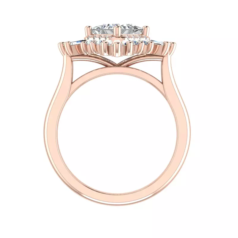 14K Rose Gold Delaney Ballerina Style Halo Engagement Ring