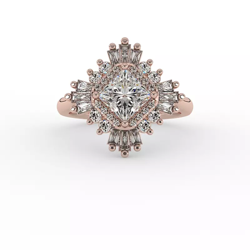 14K Rose Gold Delaney Ballerina Style Halo Engagement Ring