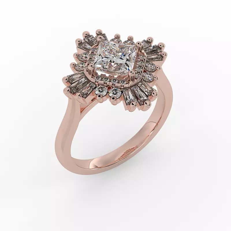 14K Rose Gold Delaney Ballerina Style Halo Engagement Ring