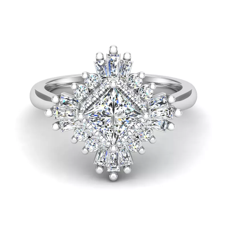 14K White Gold Delaney Ballerina Style Halo Engagement Ring