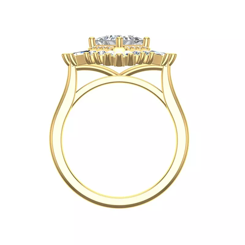 14K Yellow Gold Delaney Ballerina Style Halo Engagement Ring