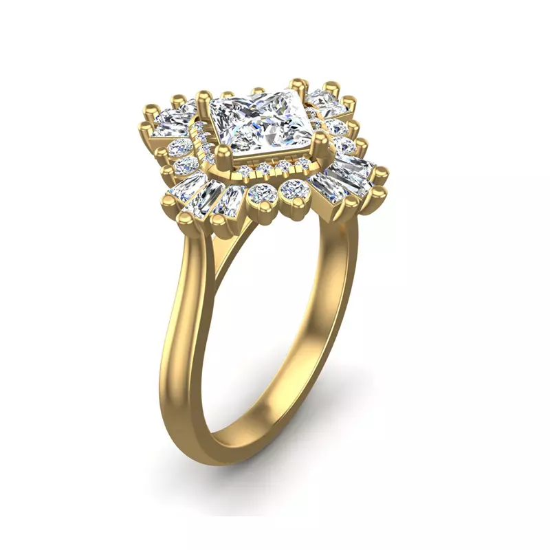 14K Yellow Gold Delaney Ballerina Style Halo Engagement Ring