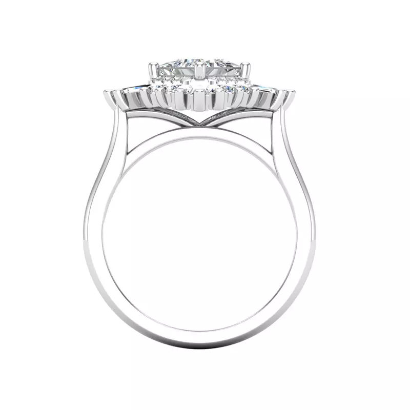 18K White Gold Delaney Ballerina Style Halo Engagement Ring