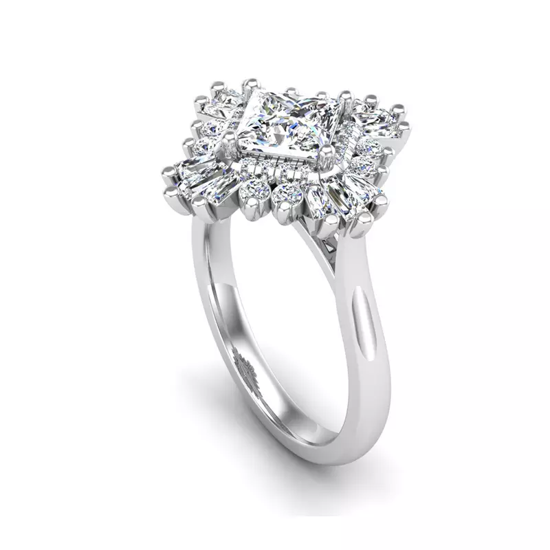 18K White Gold Delaney Ballerina Style Halo Engagement Ring