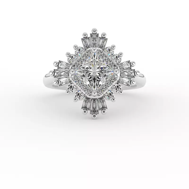 18K White Gold Delaney Ballerina Style Halo Engagement Ring