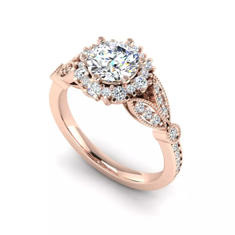 14K Rose Gold Gracelynn Halo Engagement Ring