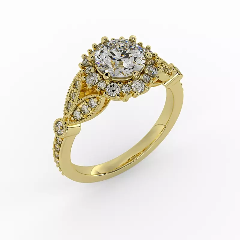 14K Yellow Gold Gracelynn Halo Engagement Ring