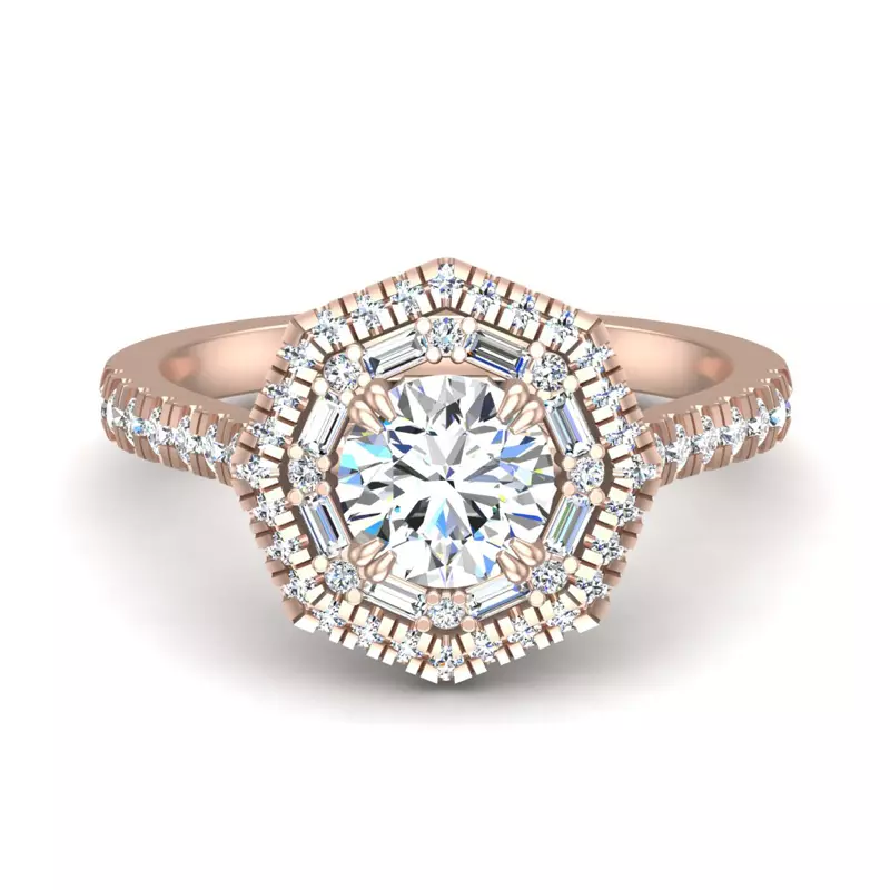 14K Rose Gold Kendall Halo Engagement Ring