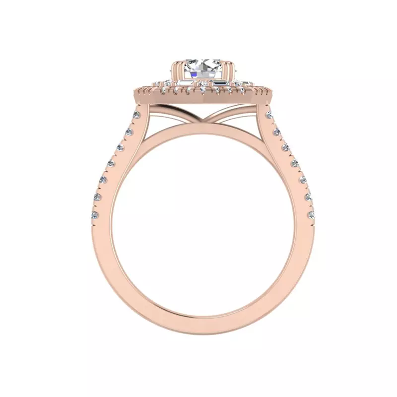 14K Rose Gold Kendall Halo Engagement Ring