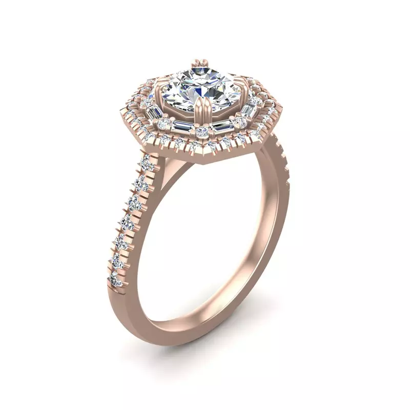 14K Rose Gold Kendall Halo Engagement Ring