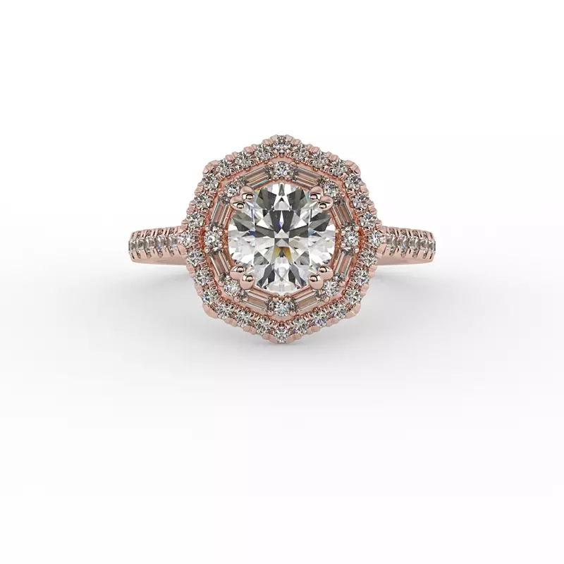 14K Rose Gold Kendall Halo Engagement Ring