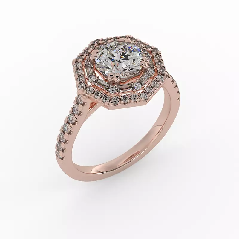 14K Rose Gold Kendall Halo Engagement Ring