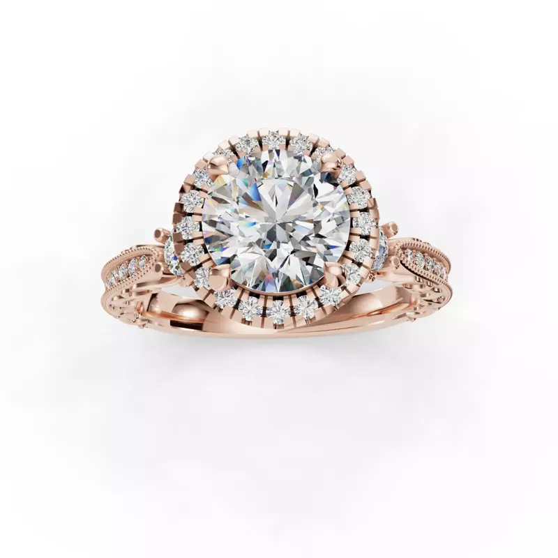 14K Rose Gold Winter Halo Engagement Ring