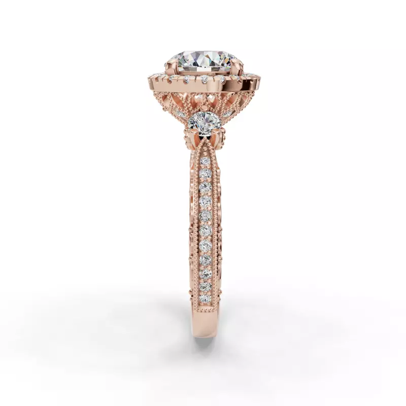 14K Rose Gold Winter Halo Engagement Ring