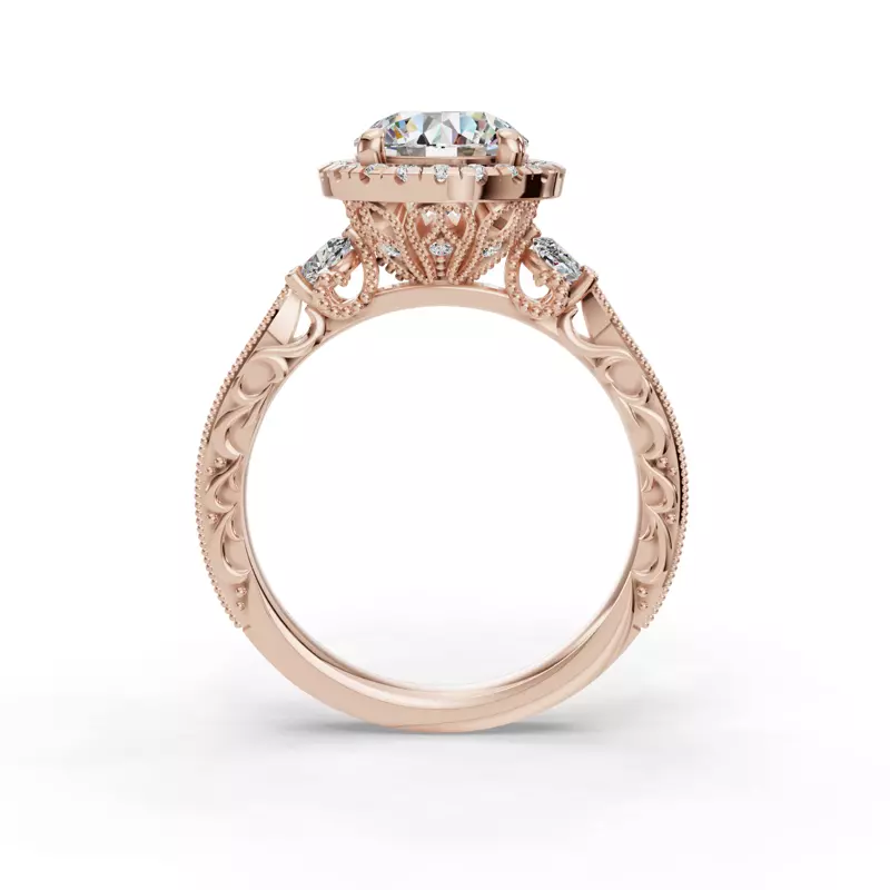 14K Rose Gold Winter Halo Engagement Ring