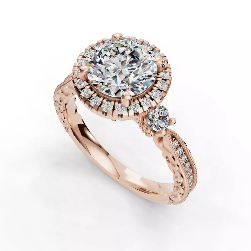 14K Rose Gold Winter Halo Engagement Ring