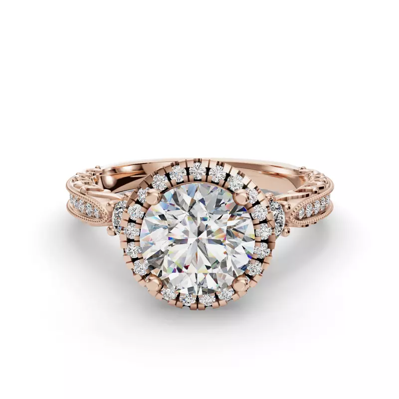 14K Rose Gold Winter Halo Engagement Ring
