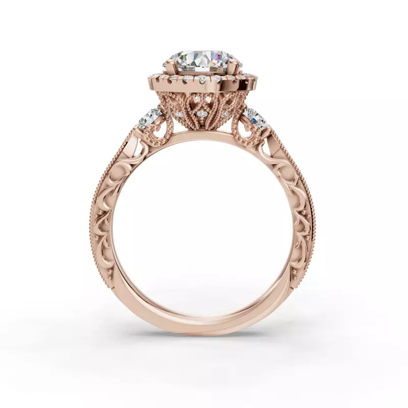 14K Rose Gold Winter Halo Engagement Ring