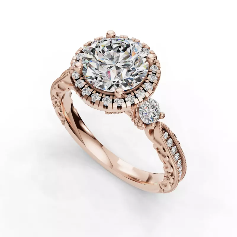 14K Rose Gold Winter Halo Engagement Ring