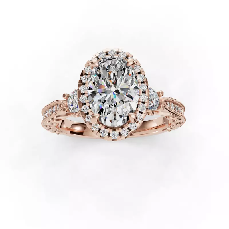 14K Rose Gold Winter Halo Engagement Ring