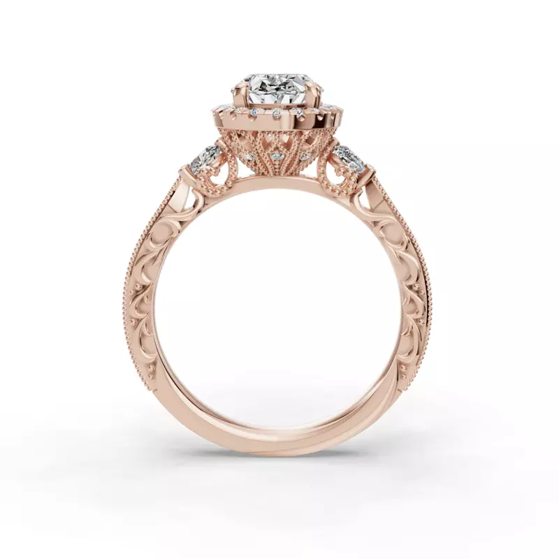 14K Rose Gold Winter Halo Engagement Ring