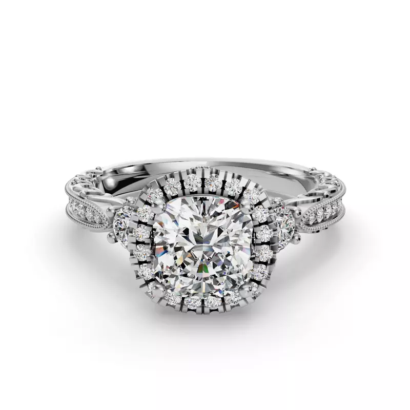 14K White Gold Winter Halo Engagement Ring