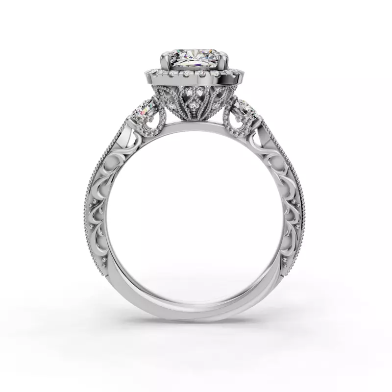 14K White Gold Winter Halo Engagement Ring