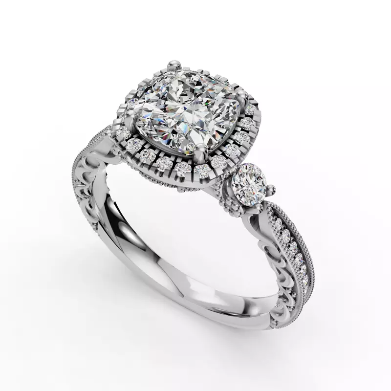 14K White Gold Winter Halo Engagement Ring