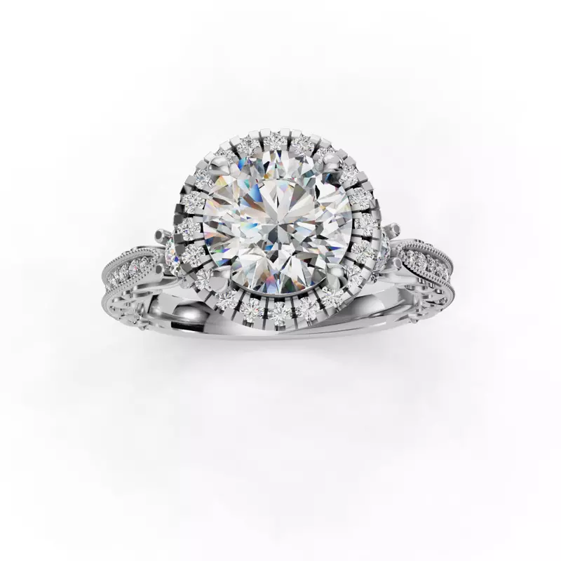 14K White Gold Winter Halo Engagement Ring