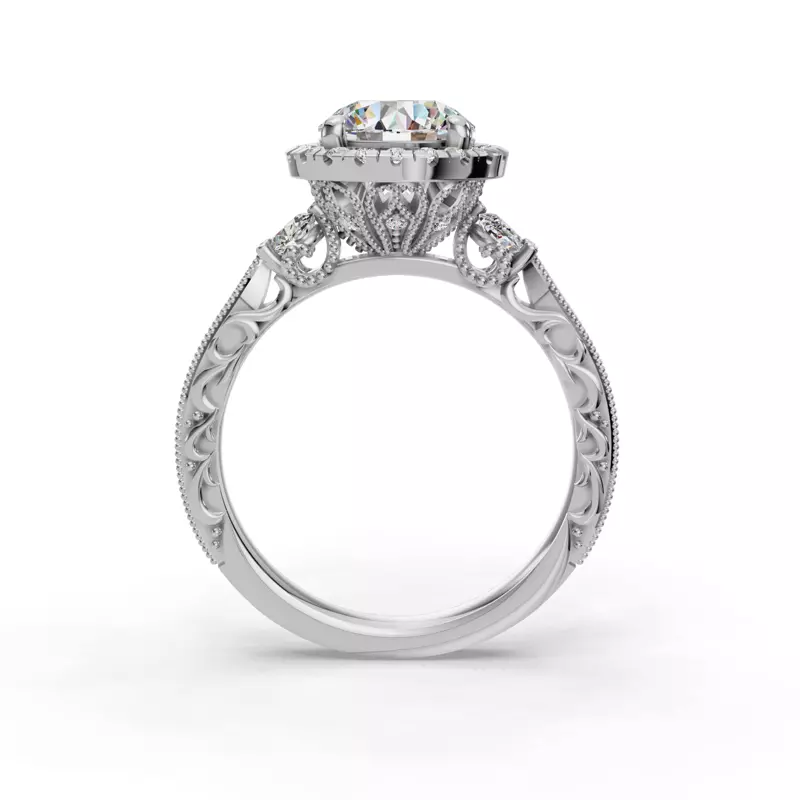 14K White Gold Winter Halo Engagement Ring