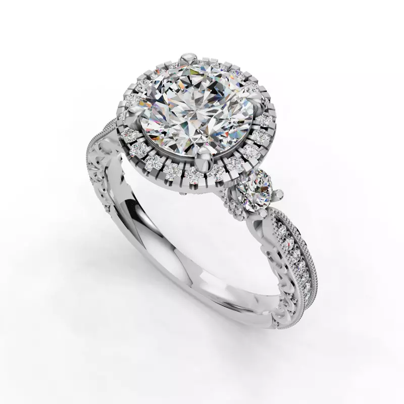 14K White Gold Winter Halo Engagement Ring