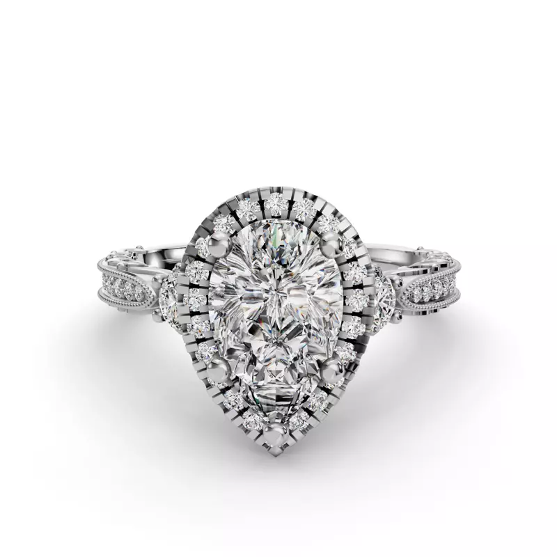 Winter Halo Engagement Ring - 14K White Gold