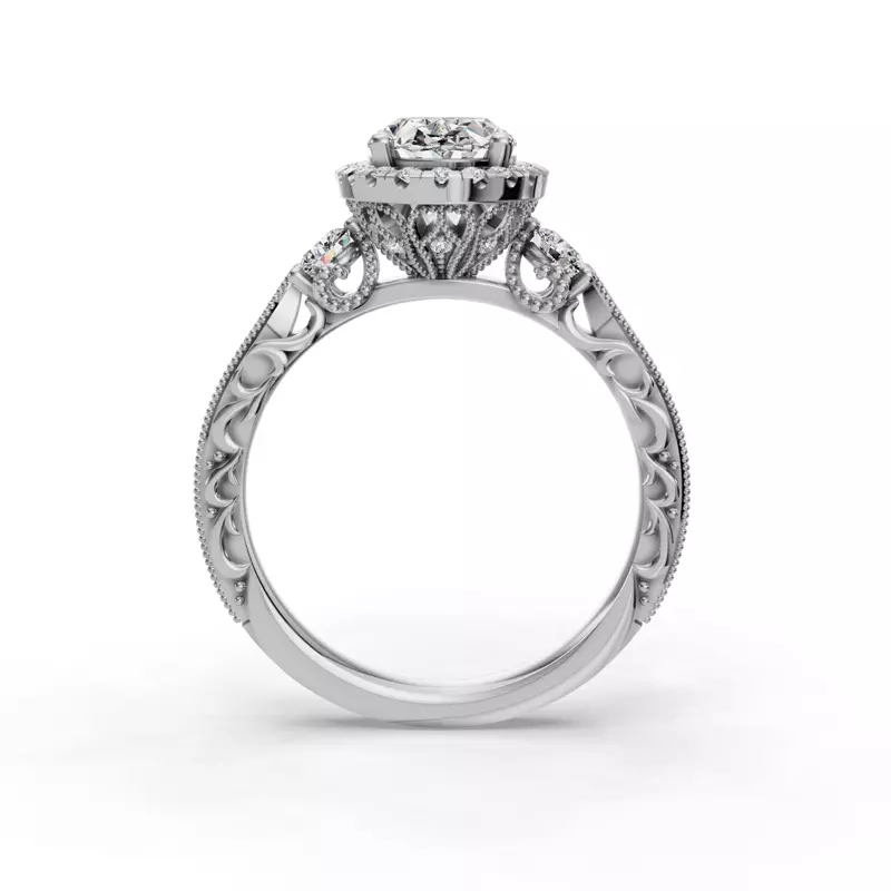 14K White Gold Winter Halo Engagement Ring