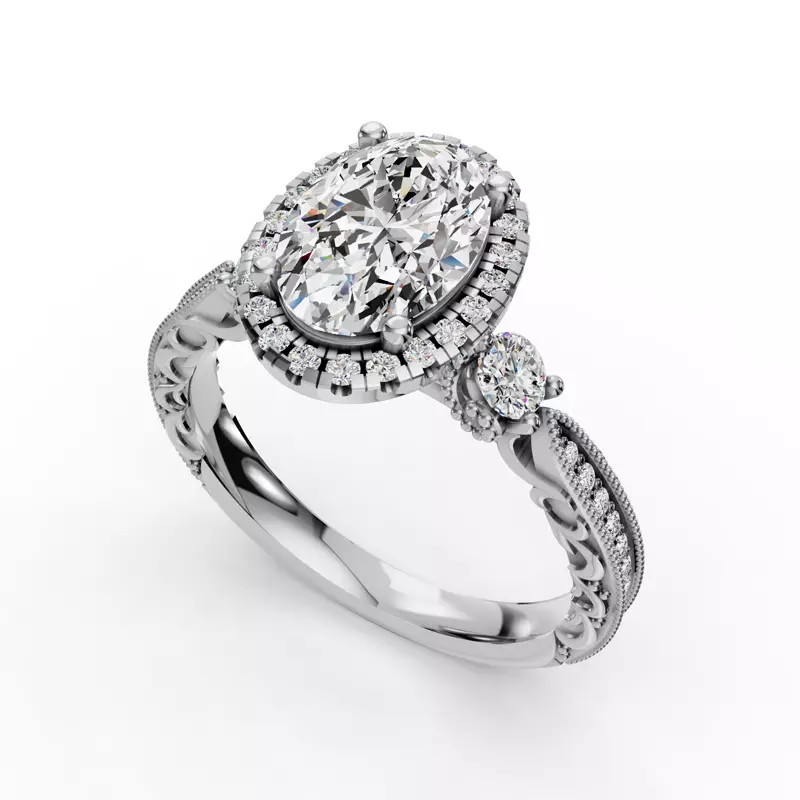 14K White Gold Winter Halo Engagement Ring