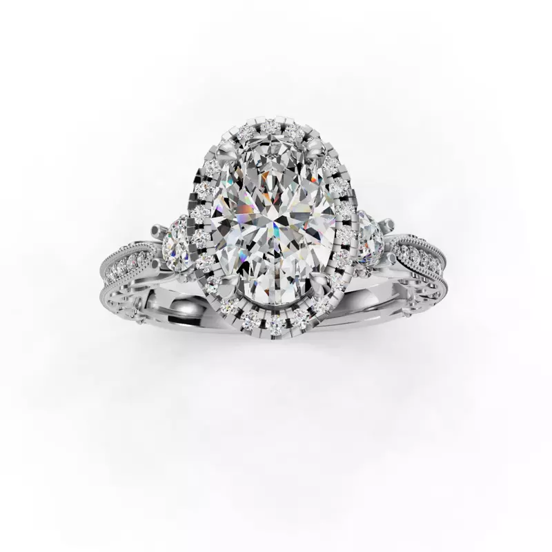 14K White Gold Winter Halo Engagement Ring